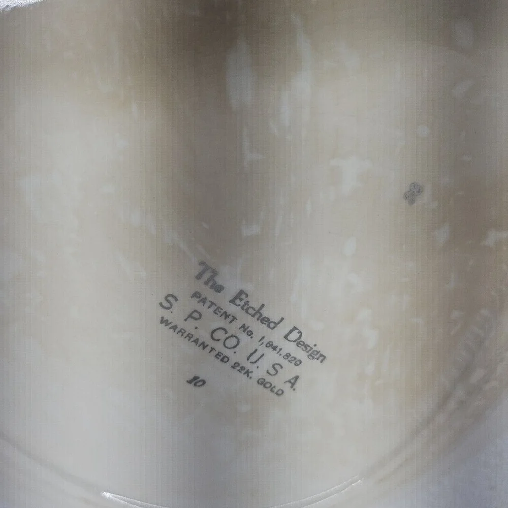 Vintage 22K Gold Rare Oval Serving Dish The Etched Design Sebring Pottery USA - Picture 9 of 16